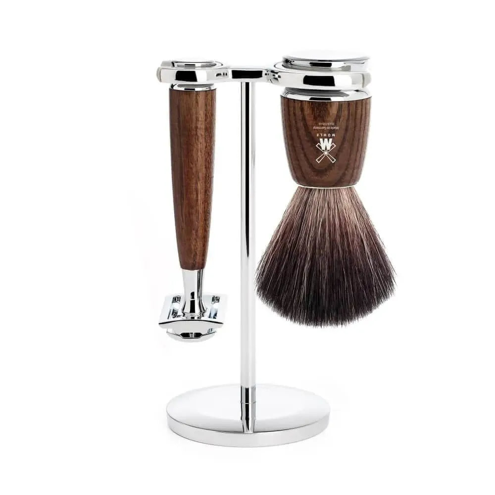 Mühle Scheerset Rytmo 3-delig - Essenhout - Safety Razor - Baard en Co - Scheerkit - 4028982005871