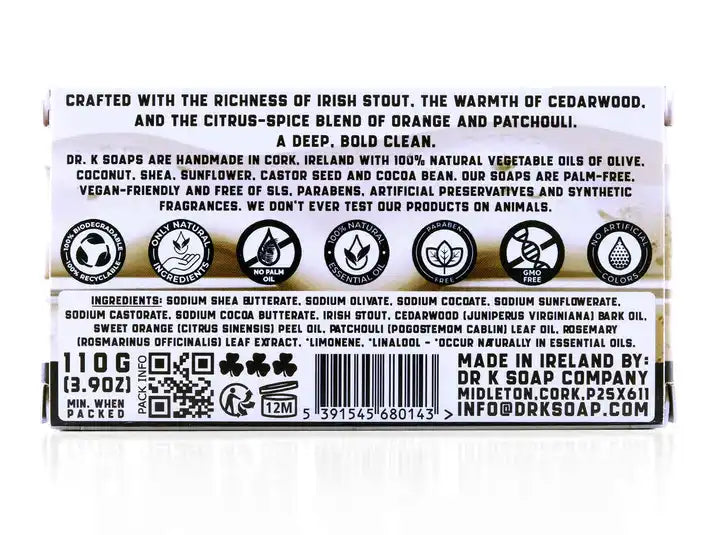 Dr K Soap Company Irish Stout Soap, Palm-free, 110g