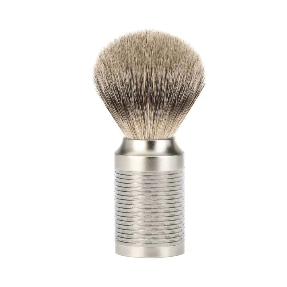 MÜHLE Rocca Shaving Brush Silvertip Badger Hair - Black / Stainless Steel
