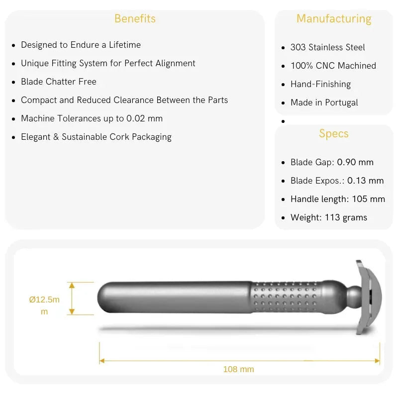 Tatara safety razor closed comb Masamune Nodachi Silver