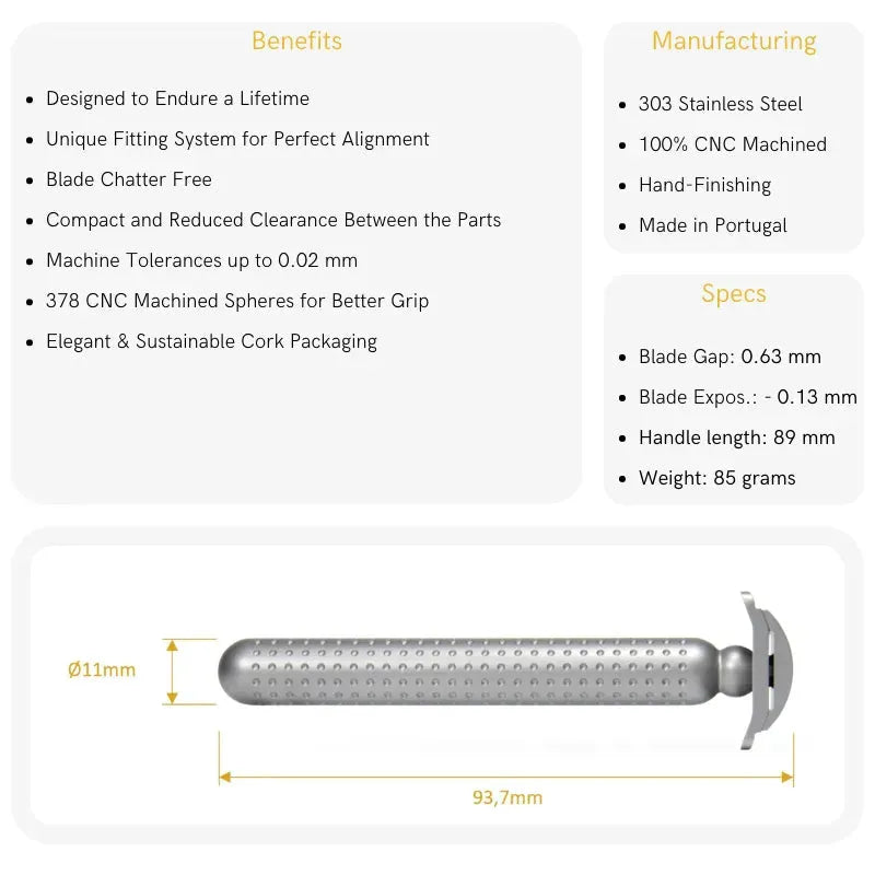 Tatara safety razor closed comb Masamune silver