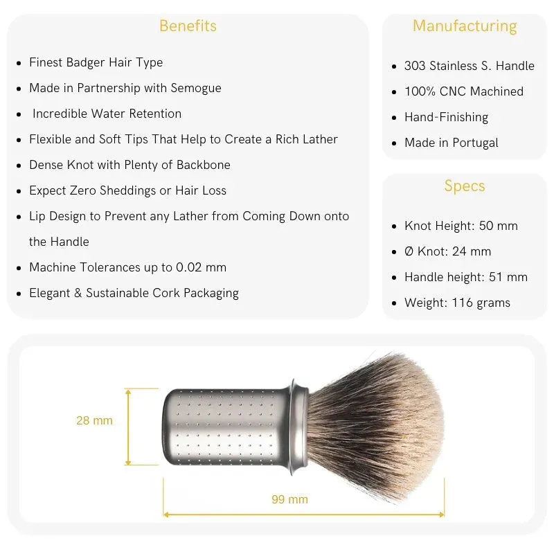 Tatara shaving brush badger masamune silver