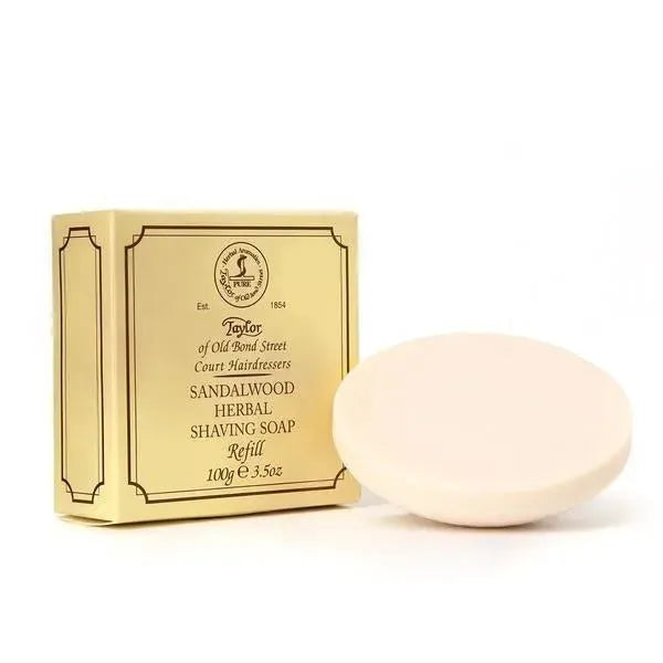Taylor of Old Bond Street Sandalwood scheerzeep navulling – 100gr - Baard en Co - Scheerzeep - 696770010518