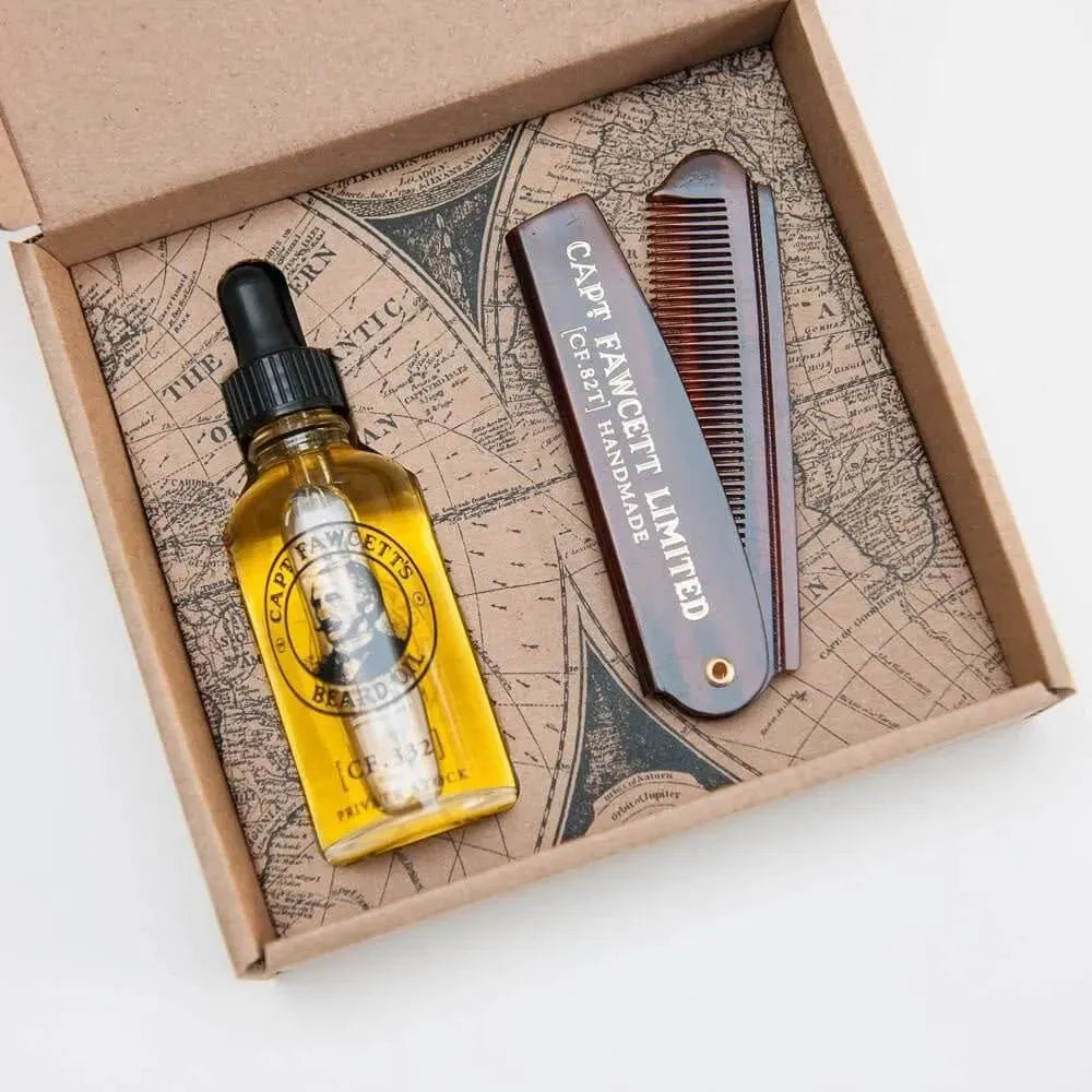 Captain Fawcett beard oil & comb gift set - Baard en Co - Baardset - 5060338440201